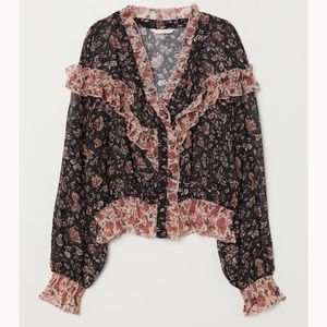 V-neck Ruffled Blouse, size 6, h&m